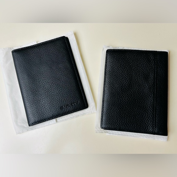 2-Genuine Leather Passport Holder Covers w/Rfid and Zipper Slot (Black) - Picture 2 of 3